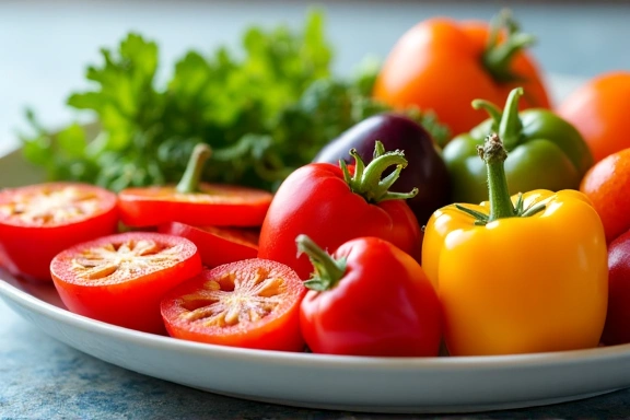 Zdjęcie talerza pełnego świeżych warzyw